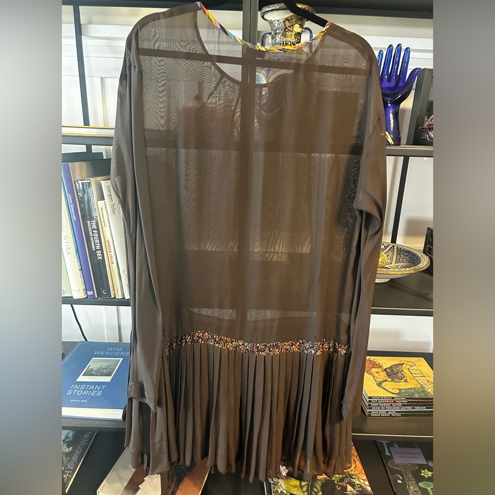 Dries Van Noten Silk Sheer Brown Tunic